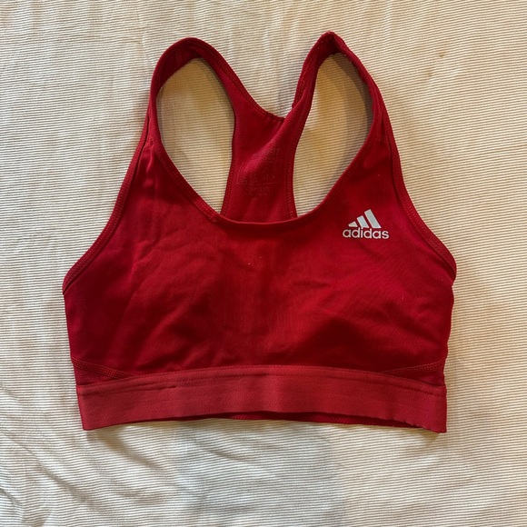 adidas Red Racerback Performance Sports Bra - Picture 1 of 4